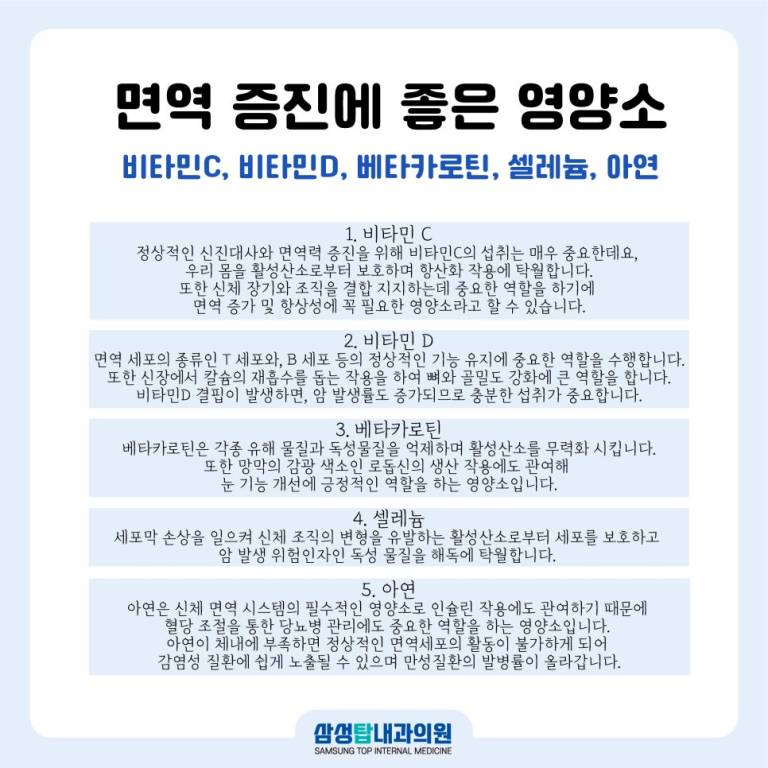 면역 증진에 좋은 영양소